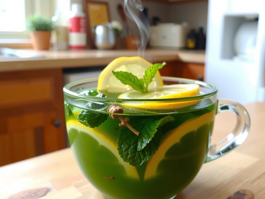 Thé vert detoxifiant avec plantes médicinales