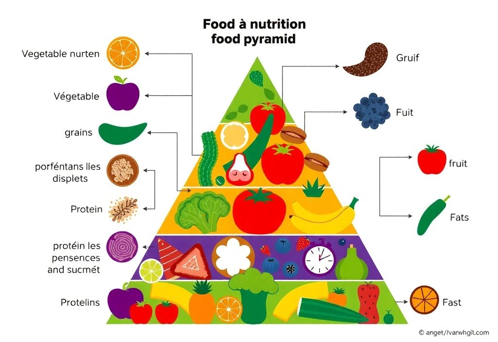 Pyramide alimentaire illustrant une alimentation équilibrée