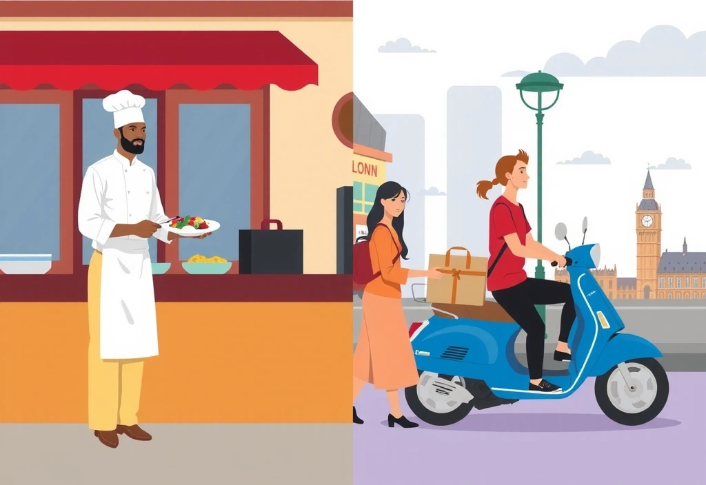 Image illustrant le processus de livraison de repas sains avec des chefs et des livreurs