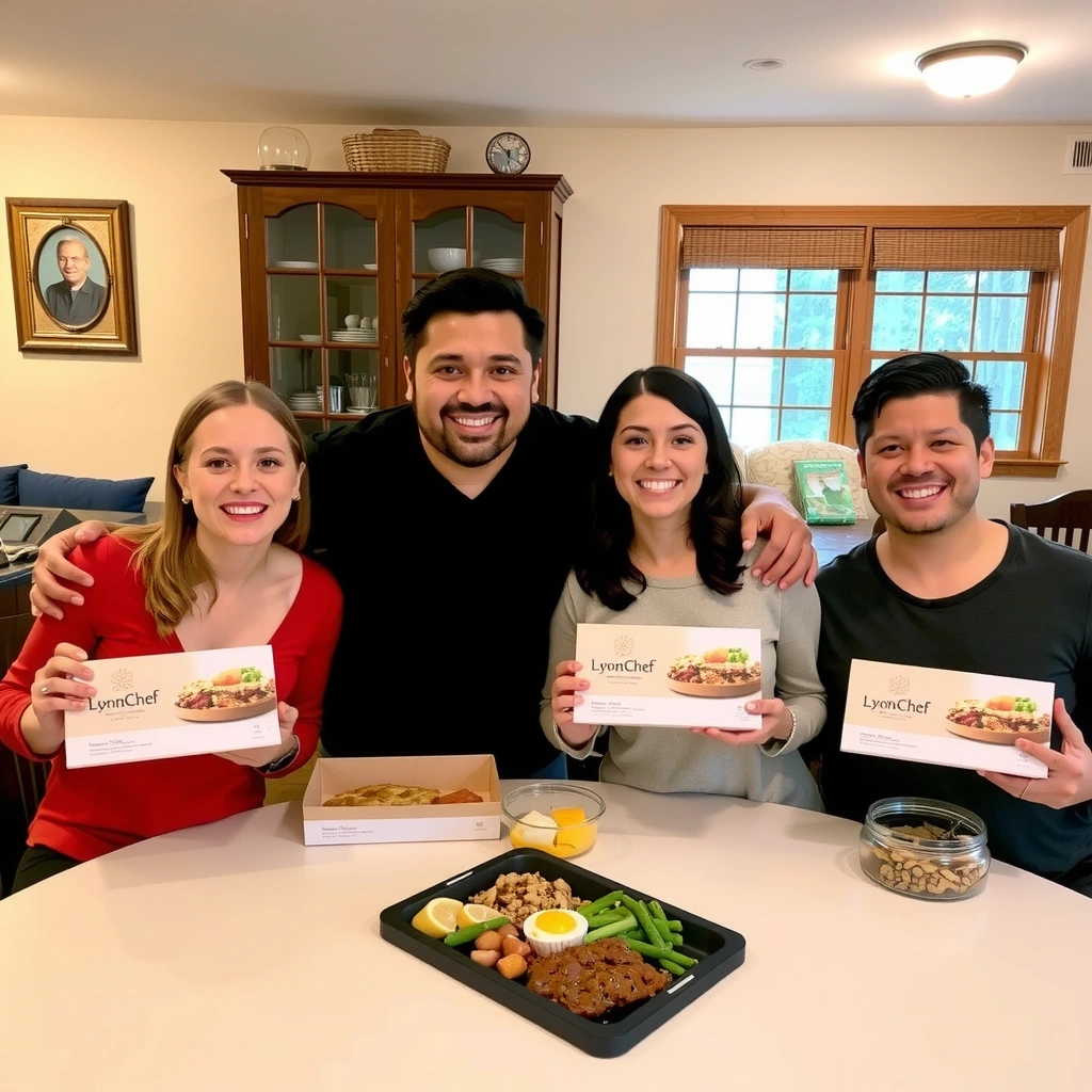 Famille heureuse avec produits Lyonchef