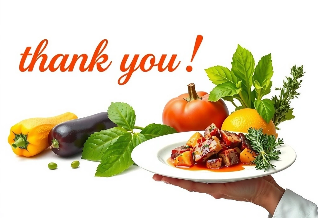 Illustration d'un remerciement avec un plat sain préparé par Lyonchef